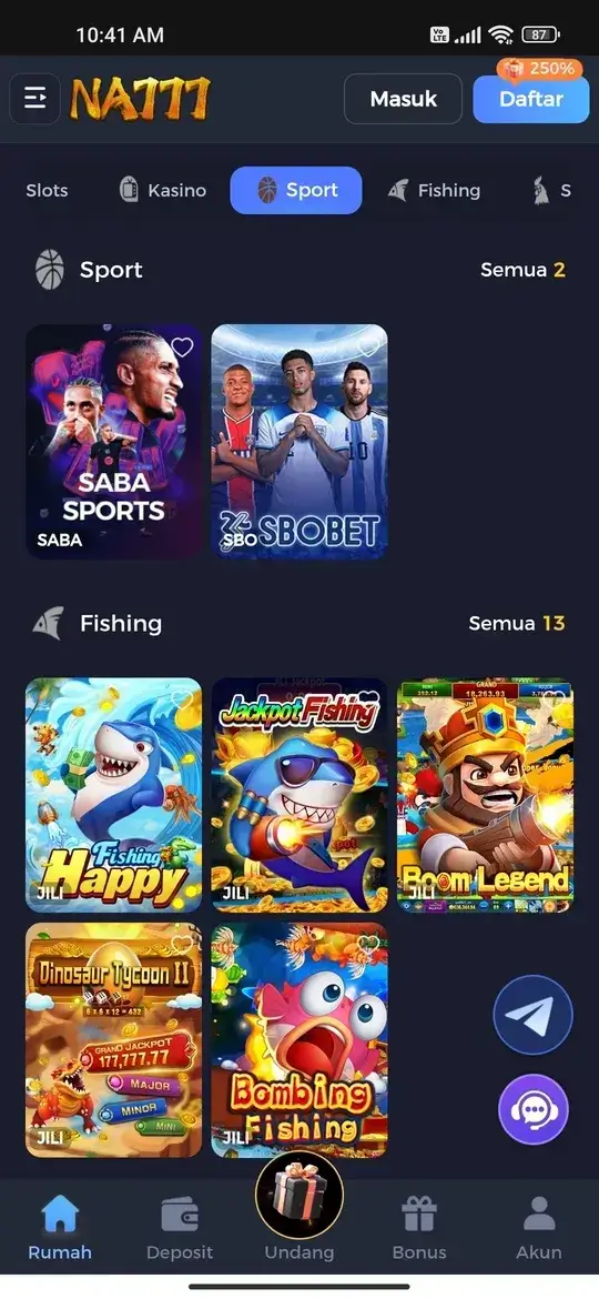 NA777 Kategori Sport dan Fishing